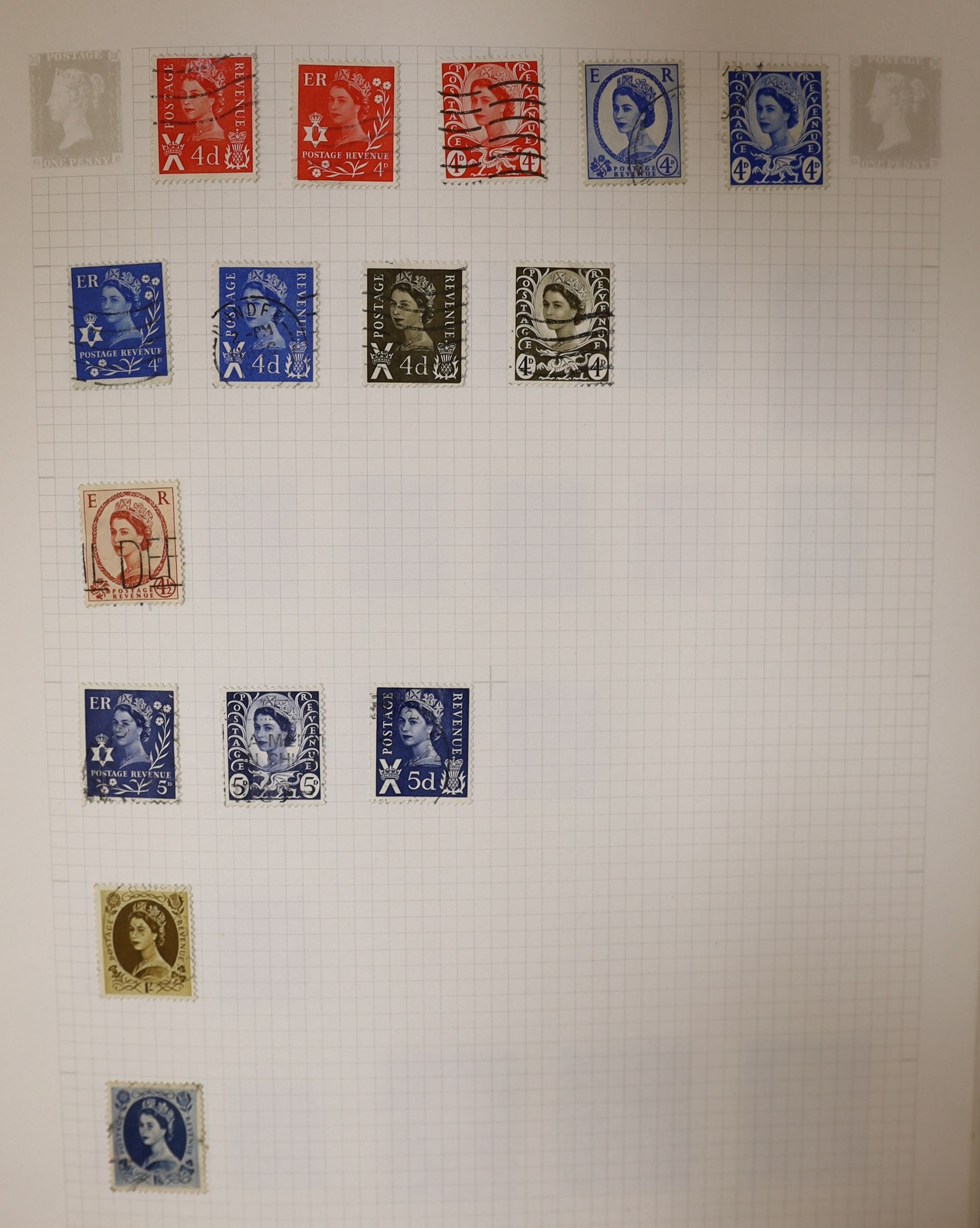 A collection of UK, Commonwealth and World stamps in 9 albums and two stock books, and three albums of First Day Covers (1 box)